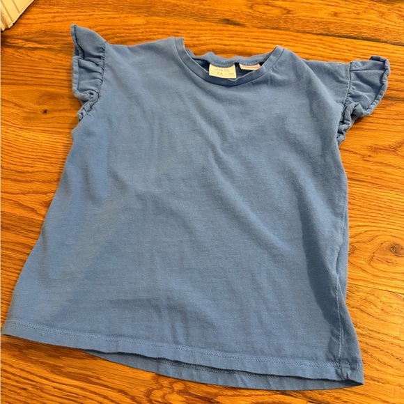 Zara Toddler Blue Ruffle Sleeve Tshirt size 3-4 Years - Picture 5 of 6